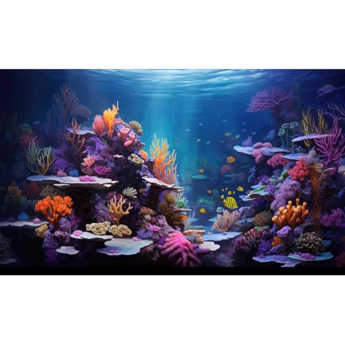 Image of Underwater Aquarium Background Vibrant Coral Reef and Tropical Fish Groups Sunbeams Terrarium Background Decorations Ocean Waters Fish Tank Backdrop Poster Wallpaper Decorations Vinyl 30x18in