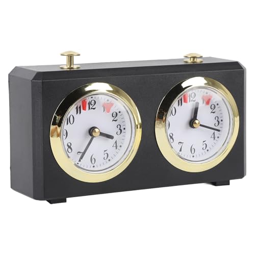 Reloj mecánico de ajedrez analógico vintage, esfera grande, mecanismo de cuerda para competiciones Weiqi (negro)
