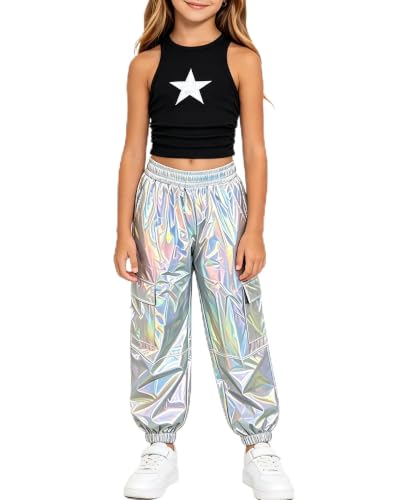 Image of SANGTREE Girls' 2 Piece Outfits T-Shirt and Drawstring Cargo Jogger Pants Clothing Set, 4-14 Years