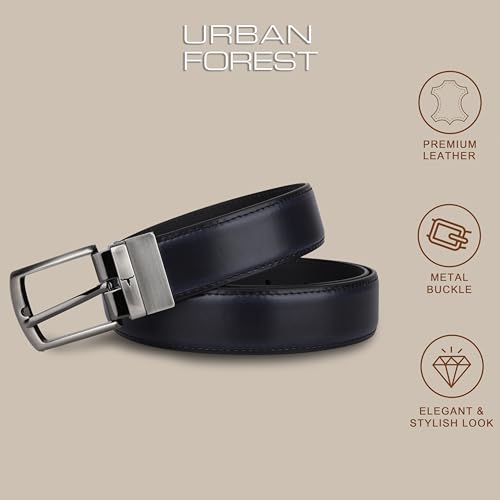 Image of URBAN FOREST Aiden Black Formal Leather Belt for Men