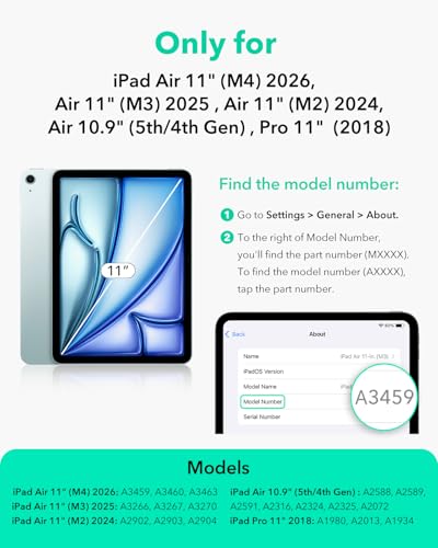 Image of ESR for iPad Air 11 Inch Case M4 /M3 /M2 (2026 /2025 /2024), iPad Air 5th /4th Gen (2022 /2020), Powerful Magnetic Attachment, Slim Trifold Stand Case, Auto Wake /Sleep, Durable Protection, Sky Blue