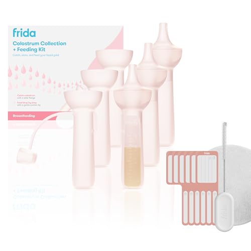Image of Frida Mom Colostrum Collection Kit, Catch, Store & Feed Breastmilk, Includes 6 Colostrum Collectors, 6 Labels, Cleaning Brush, Cloth & Case, Hospital Bag Ready, Safe Materials, 15pc kit