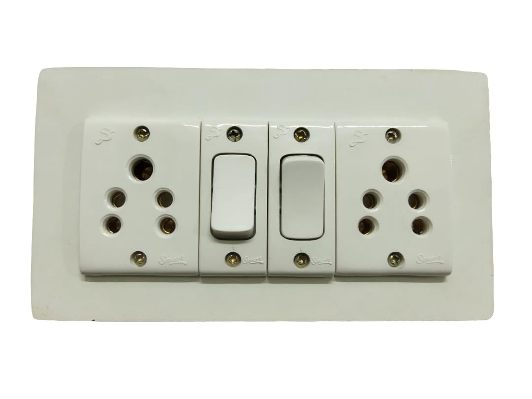 Wooden Electric Switch Board with 2 Switches 2 Sockets, Copper Wiring, Customizable Internal Layout, White-image-38