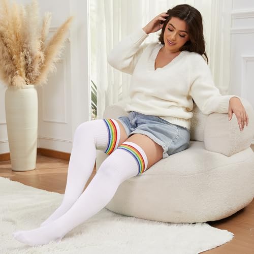 Image of Plus Size Thigh High Socks for Women Thick Thighs Cotton Knit Extra Long Over the Knee Leg Warmer