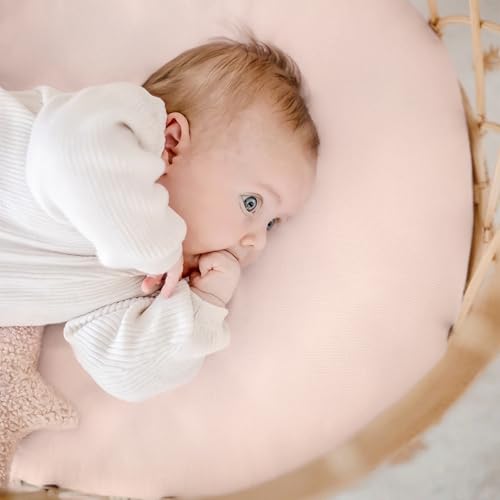 Image of GRSSDER 2-Pack Stretchy Jersey Knit Fitted Bassinet Sheets - Universal Snug Fit for Oval, Rectangle, Round & Hourglass Bassinet Mattresses, Soft Breathable Cradle Sheets for Girls