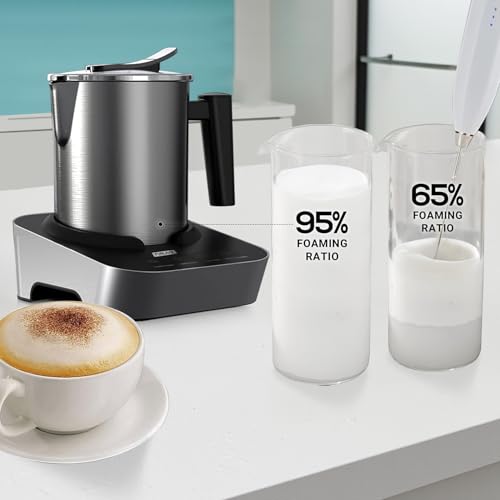 FUNLAVIE 4-in-1 Electric Milk Frother and Steamer with Stainless Steel Pitcher(400ml/13.5oz) with Auto Shut-Off, Hot & Cold Foam Maker and Milk Warmer for Coffee Lattes Cappuccinos, Dishwasher Safe - Image 5