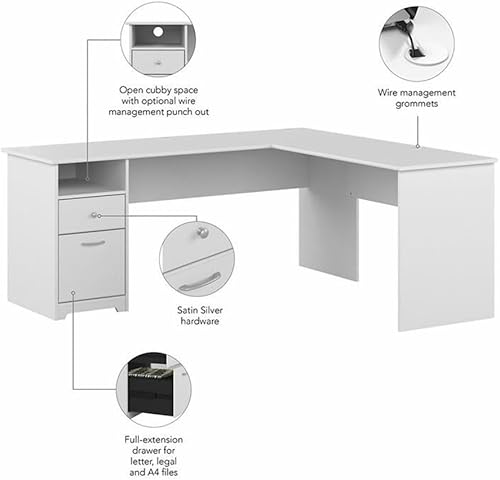 Miniatura 4 de Bush Furniture - Escritorio en forma de L con cajones para ejecutivos y oficina en casa, mesa esquinera de la colección Cabot con almacenamiento y