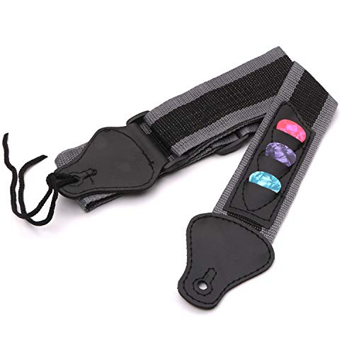 HUIOP Sangle d’épaule basse pour guitare électrique/acoustique réglable avec 3 supports de choix de guitare,ceinture en nylon tressé,extrémités en cuir PU + 3pcs,choix en celluloïd,épaule de gui - Les Beatles, Paul McCartney, John Lennon, RIngo Starr, George Harrison HUIOP Sangle d'épaule basse pour guitare électrique/acoustique réglable avec 3 supports de choix de guitare,ceinture en nylon tressé,extrémités en cuir PU + 3pcs,choix en celluloïd,épaule de gui – Image 4