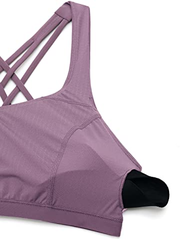 Image of CRZ YOGA Strappy V Neck Sports Bras | Medium Support, Removable Pads, Yoga, Brushed, Criss Cross Back, for Women