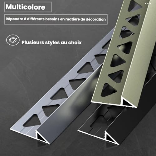 Profilé d’angle aluminium carrelage mural 10mm étanche bronze 90cm pack 3 - 4