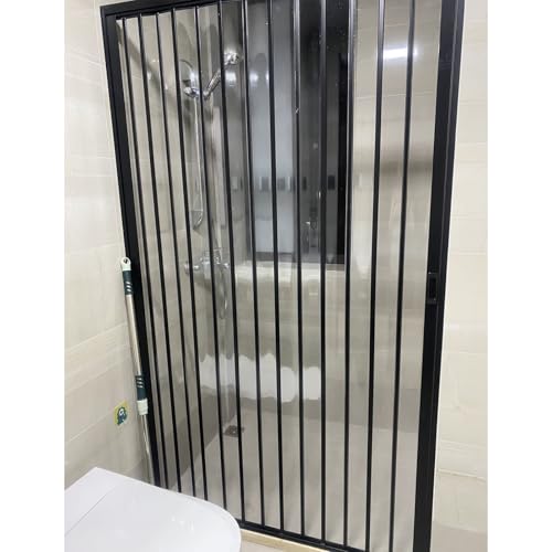 Innovz Accordion Door Accordion Style Sliding Door Bathroom Shower, Lockable Folding Door with Clear Window & Aluminum Frame, Soundproof Concertina Door(50x80in (127x203cm))