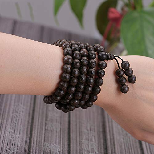 ATR Beads Bracelets Men and Women Accessories 108 Dalagan Fidelity Agarwood High Density Grain Wood Old Material Patina Bracelet,D,Bracelet