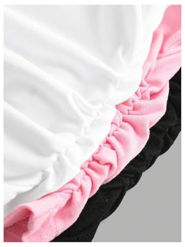 OYOANGLE Girl's 3 Pack Strapless Crop Top Side Ruched Bandeau Solid Stretchy Tube Tops3