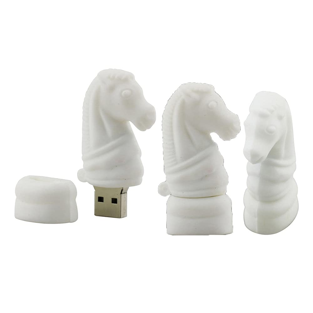 128GB Szachy Rycerz Shape USB Flash Drive U Dysk USB 2.0 Karta USB Device Dysk Flash Memory Stick Pen Drive Storage USB Drive External Storage Flash Disk (Biały)