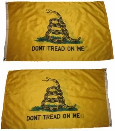 3x5 Gadsden Dont Tread on Me 2 Faced Double Sided 2-ply Flag #1 Gift Set #1 - Party Decorations Supplies For Parades - Prime Outside, Garden, Men Cave Decor Flag