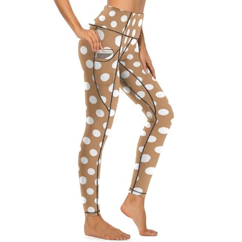 Legging marron clair pour femme sans transparence, pantalon de yoga taille haute galbant