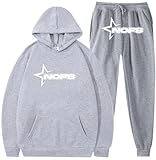 Silver Basic NOFS Chándal Sudadera con Capucha y Pantalón Conjunto para Hombre/Mujer Hip Hop Ropa Jogging Suit Nofs Chándal Y2K XL,Gris Claro A-2