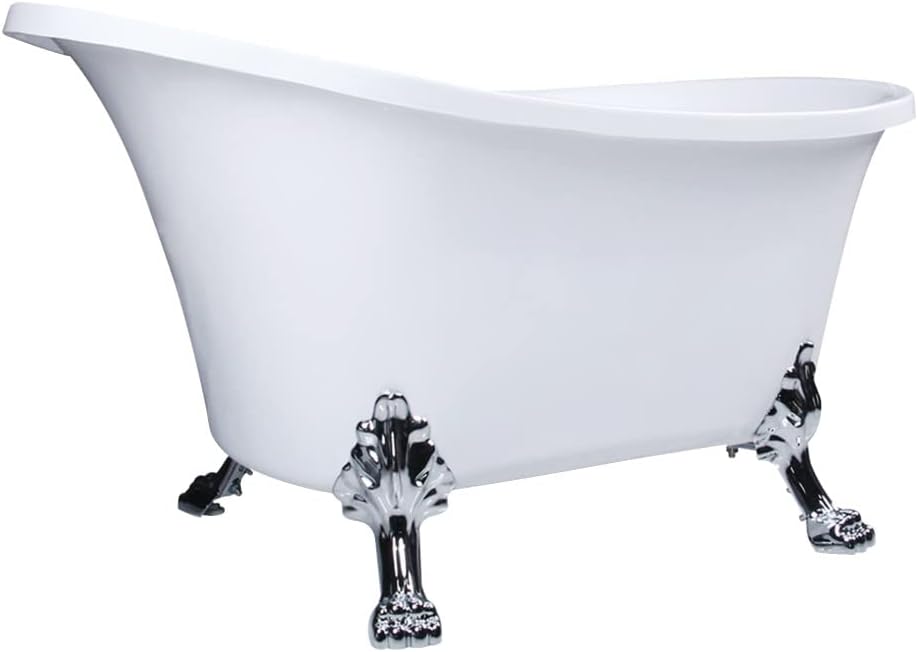 Kingston Brass VTND512824WAC1 Aqua Eden 51-Inch Acrylic Clawfoot-Tub, No-Faucet Drillings, White/Polished Chrome 51-3/8" (L) x 27-15/16" (W) x 28-5/16 (H) White/Polished Chrome
