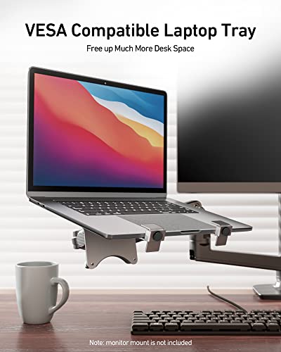 Image of ergounion VESA Laptop Tray for Monitor Mount, Holds Laptops up to 17.3 Inches and 28.6 lbs, Fits 100x100mm VESA, Notebook Tray Office Desk Accessories, Silver