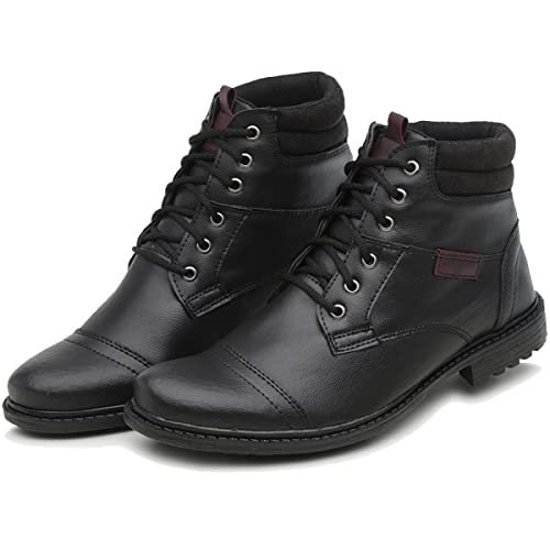 COTURNO MASCULINO PRETO BOTA CANO CURTO MODERNO ELEGANTE E CONFORTÁVEL (39, PRETO)
