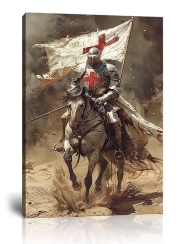 Peinture de chevalier templier rétro pour habiller un mur vide