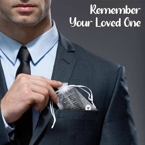 Image of Unittype 60 Set Funeral Ribbon Pins Awareness Lapel Pin | Memorial Pins Remembrance Ribbon Brooch with Prayer Cards Organza Bags for Women Men