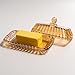 Champagne Color Glass Butter Dish with Lid, Covered Butter Stick Holder Tray, Crystal Glass Butter Storage Container for Kitchen Countertop