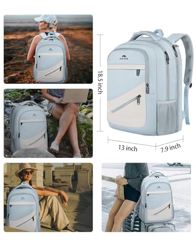 Image of MATEIN 30 L Large Laptop Backpack, Stylish Lightweight Nursing Teacher Work Backpack with Anti Theft Pocket, College Travel Comupter Bag Soft and Comfortable for Daily, Blue Beige