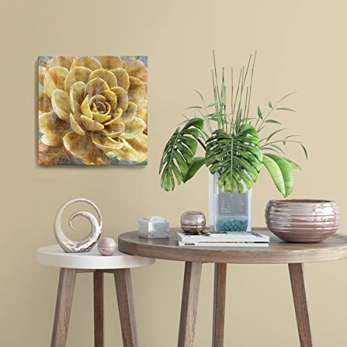 Bathroom Wall Art Vintage Yellow Flowers Pictures Canvas Artwork Framed Wall Decor For Bedroom Kitchen Office Modern Home Plant Prints Paintings Decorations Size 14X14 Inches Ready To Hang #TOP1