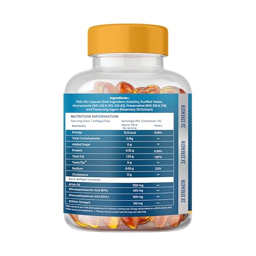 Image of Naturaltein Omega 3 Fish Oil 1250mg Triple Strength 30 Softgels + Magnesium Glycinate 1200mg 60 Tablets | Heart Health, Muscle Recovery, Sleep & Stress Support Combo