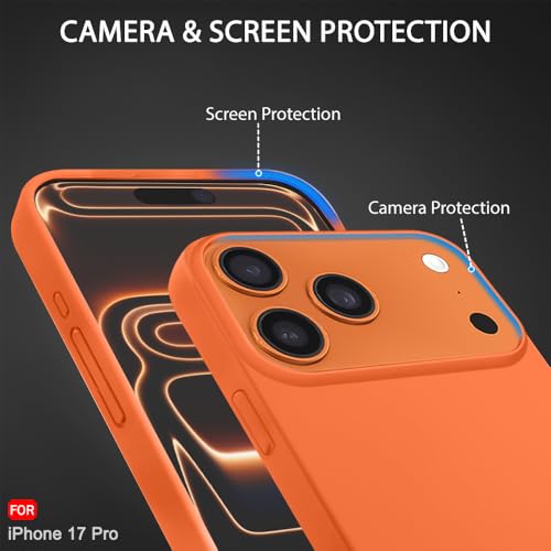 Image of TheGiftKart Liquid Silicone Back Cover Case for iPhone 17 Pro | Soft Micro-Fibre Lining Inside | Camera & Screen Protection | Shockproof Back Cover Case for iPhone 17 Pro (Silicone, Orange)