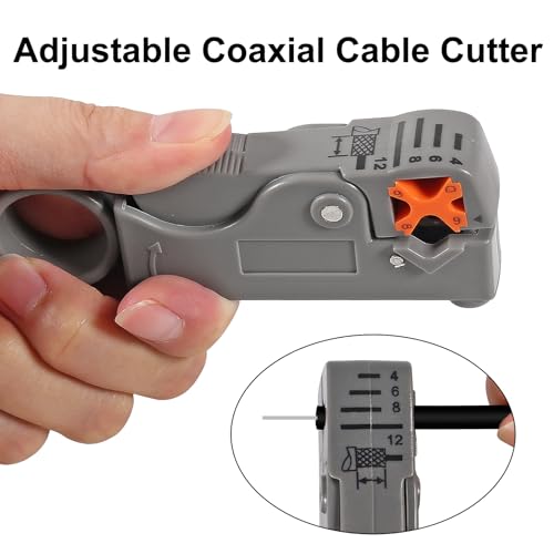Kit 10 piezas conectores F RG6 con herramienta ajustable miniatura 3