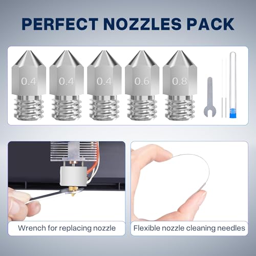 Image of ELEGOO 5pcs 0.4 /0.6 /0.8mm Harden Steel Nozzles for Neptune 3 /Pro /Plus /Max