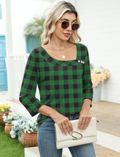 Image of LOMON Womens 3 /4 Length Sleeve T Shirts Asymmetrical Neck Tops Business Blouses for Women Fashion 2026