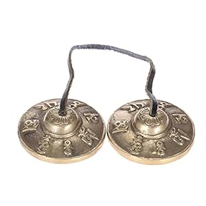 2.6in/6.5cm Handgemaakte Tibetaanse Meditatie Tingsha Bekkende Bell met Boeddhistische Lucky Symbolen