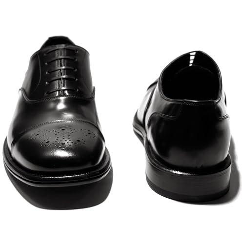Maxime Men's Black Cap Toe Brogue Leather Welted Oxford Dress Shoes (Salvatore3