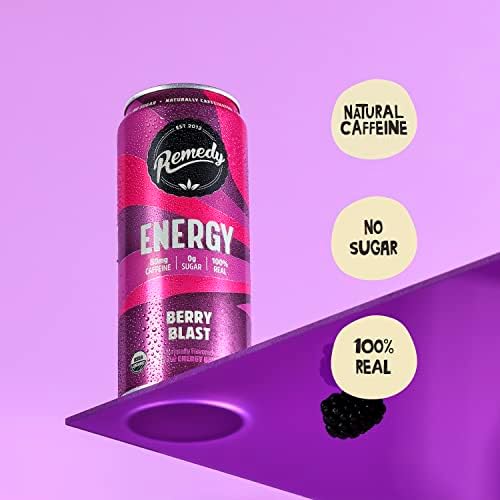 Remedy Energy Berry Blast, Naturally Flavored, No Sugar, Vegan Friendly, Kosher, USDA Certified Organic, Gluten Free, 4 Count, 44.8 Fluid Ounce (Pack of 6)