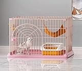 N&S ペットケージ サークルトレー付き 屋根面付き DC10030-11 ウサギ 猫 超小型犬 小型犬用 室内ケージ 1段 コンパクト グリーン・ピンク・ブラック 幅76×奥行50.5×高さ47cm (ピンク)