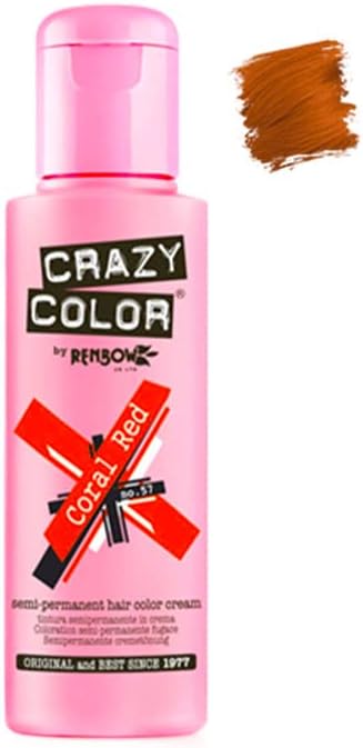 Hair Dye - Vegan and Cruelty-Free Semi Permanent Hair Color - Temporary Dye for All Hair Types, #57, Coral Red 100 ml