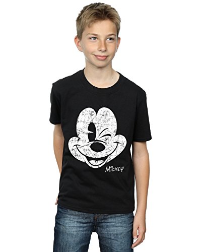 Disney Boys Mickey Mouse Distressed Face T-Shirt 9-11 Years Black