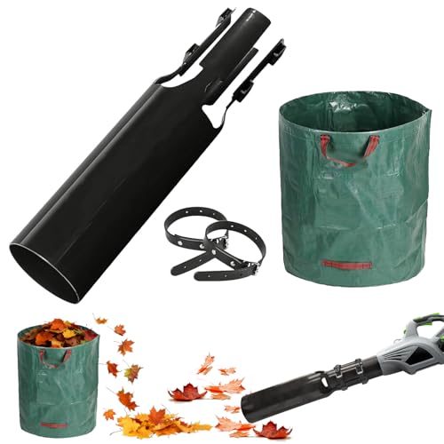 AUOQZ - Leaf Blower Air Booster, Universal Black Air Flow Booster for Blower Air Leaf Blower Nozzle Extension Attachment for Yard, Lawn, And Driveway Cleanup (with 100L Leaf Collection Bag)
