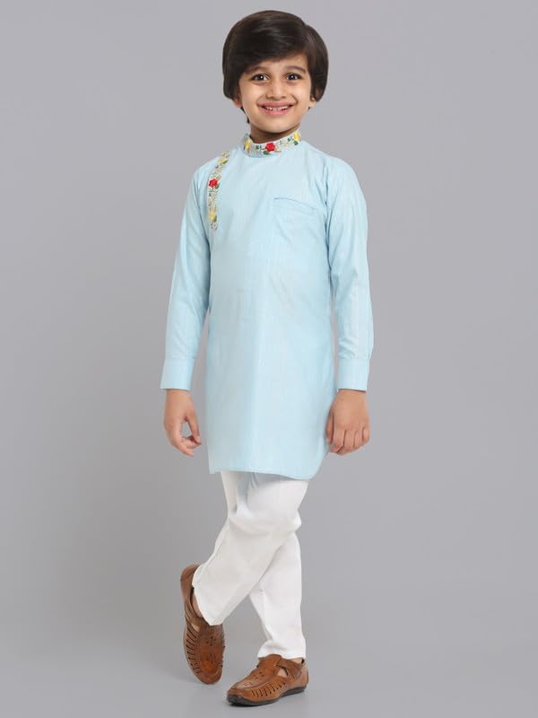 Image of Traditional Ethnic Wear Cotton Kurta Pyjama Set For Kids & Boys