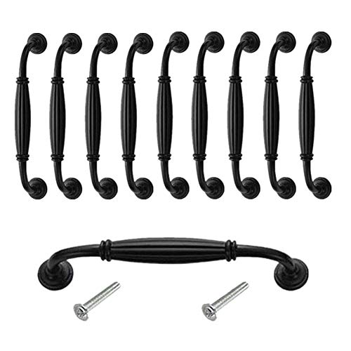 Banggo - Tiradores de aluminio para puerta de cocina, 10 unidades, color negro, negro Cover