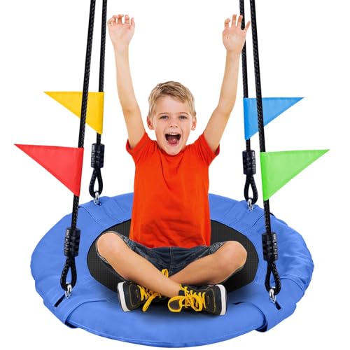 Odoland 24' Kid Tree Swing - 220lb Saucer Swing with Adjustable Hanging Ropes, 900D Oxford Platform...