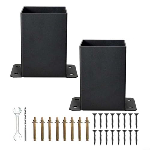 HEIBTENY Kit de protección de poste de anclaje de hierro para estabilizar estructuras de madera al aire libre, incluyendo buzones, vallas y soportes de escalera con material de hierro robusto
