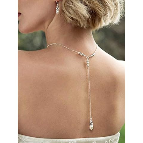 Fashband Perle Anhänger Halskette Silber Hintergrund Halsketten Kette Braut Hochzeit Zurück Halskette Schmuck Cover
