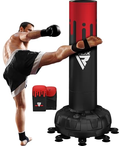 Image of RDX XXL 330LBS Freestanding Punching Bag with Cover & Gloves - 72 inch Adult Heavy Pedestal Punch Bag Set - 17 Suction Cup 8 Extended Legs Stand Base - Kick Boxing MMA Home Gym Fitness