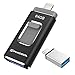 Chiavetta USB Flash Drive per iOS e Andriod,PHICOOL USB 3.0 Pendrive Chiavetta Memoria Dispositivi con Apple iPhone/Micro USB/USB C/Tipo c Android - 64GB Nero