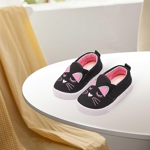 Toddler Kids Cushioned Canvas Shoes Casual Slip On Fashion Sneakers Cute Cat Prints Wear 𝐑esistant Shoes2