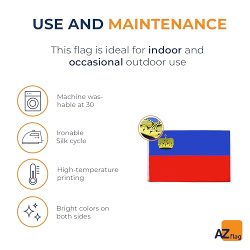 Image of AZ FLAG - Liechtenstein Flag - 3x5 Ft - 100D Polyester Landtag Banner with Two Metal Grommets - Fade Resistant - Vivid Colors - 3' x 5' Feet - 150x90 Cm